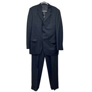 Albert Nipon Lord & Taylor 2 Pcs Suit 3 Button Gray Window Pane Men‎ Size 40L